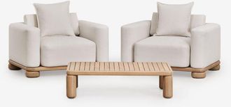 Sklum Sklum - Conjunto de jardín con 2 sillones y mesa de centro en madera de acacia 125x80 cm Ioanis
