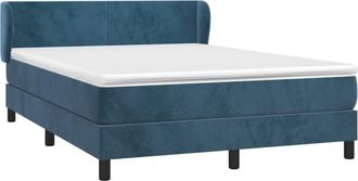 vidaXL Cama Box Spring Con Colch&oacute;n Terciopelo Azul Oscuro 140x190 Cm Vidaxl