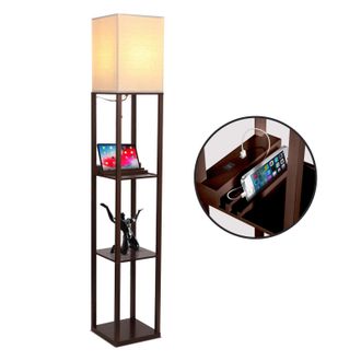 Brightech Maxwell LED Shelf Lamp with USB Port and Outlet