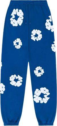 Denim Tears Trainingsbroek met bloemenprint en trekkoord - Blauw