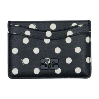 Ganni Womens Bou Card Case Black Calfskin Cases