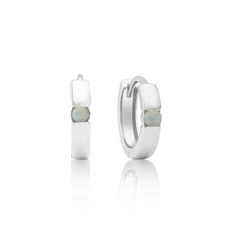 MAX + STONE 14k Yellow or White Gold Small Round Gemstone Huggie Hoop Earrings
