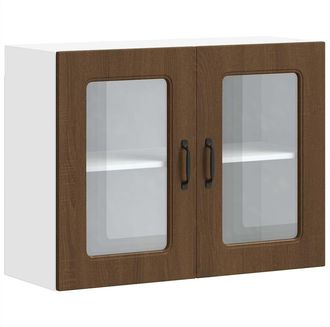 vidaXL Pensile Da Cucina Con Porta In Vetro Kalmar Rovere Marrone - Vidaxl