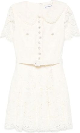 Self Portrait Abito con colletto in pizzo - Toni neutri