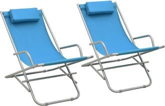 vidaXL Sillas Mecedoras 2 Unidades Acero Azul Vidaxl