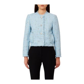 Liu Jo Tweed Jackets, female, Blue, Size: XS Smart Boucl&eacute; Jacket