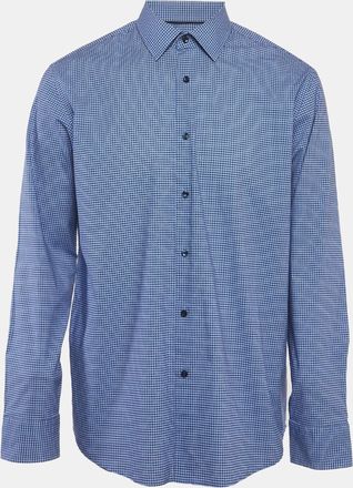 HUGO BOSS Boss By Hugo Boss Blue Printed Stretch Cotton Long Sleeve Shirt