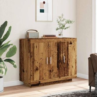 Berkfield Home Sideboard Old Wood 92x35x75 cm Engineered Wood in Brown | Size: 92 x 35 x 75 cm