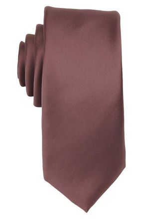 Brooklyn Brigade Mens Solid Satin X-Long Tie in Dark Mauve at Nordstrom
