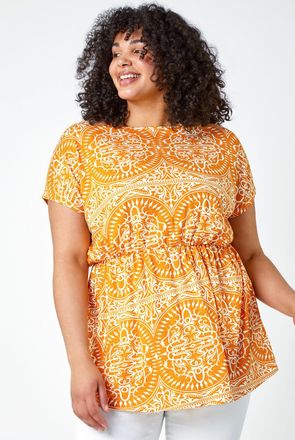 Roman Aztec Print Stretch Top