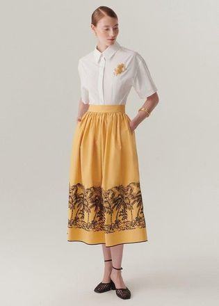 Exquise Callie Pleated Skirt in Camel|Black at Nordstrom, Size X-Large