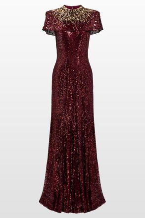 Jenny Packham Radiant Sequin-Embellished Gown in Cardinal at Nordstrom, Size 14 Uk