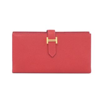 Herm&egrave;s Rouge Casaque Epsom Leather Long Wallet (Bi-Fold) (Pre-Owned)