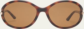 Tom Ford Melody Cut-Out Acetate Round Sunglasses