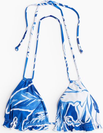 H&M Wattiertes Triangel-Bikinitop - Blue