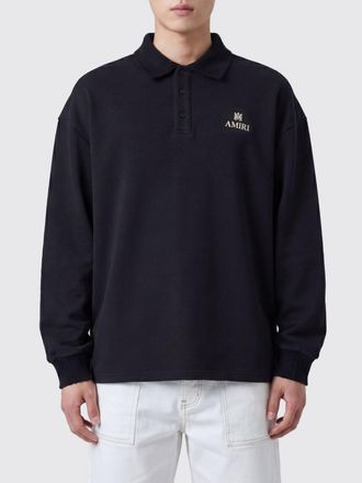 Amiri Polo a maniche lunghe in misto cotone con logo a contrasto relaxed fit