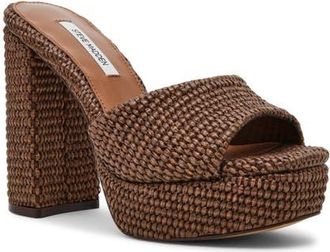Steve Madden Joel Platform Sandal in Brown Raffia at Nordstrom, Size 7