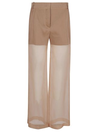Pinko Transparency Pants In Linen And Organza