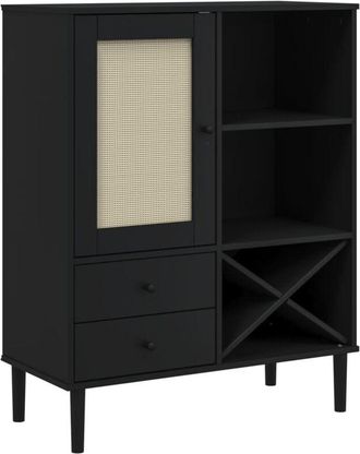 vidaXL Vidaxl - Aparador alto senja aspecto de ratán madera negro 90x40x112 cm