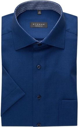 Eterna Overhemden, Heren, Blauw, L, Katoen, Comfort Fit Overhemd met Korte Mouwen