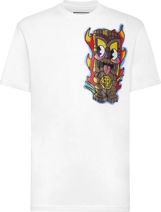 Philipp Plein T-Shirt Ronde Hals Hawaii - Heren - T-shirts - Wit - 2XL - Katoen - Tops