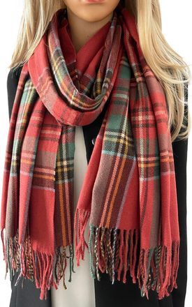 The Accessory Co. Tartan Scarf Checked Blanket Scarf Women, Oversized Scarf Shawl Wrap, Ladies Scarves, Rainbow Plaid Scarf Long Large Warm Winter Scarf, Colour Block, 