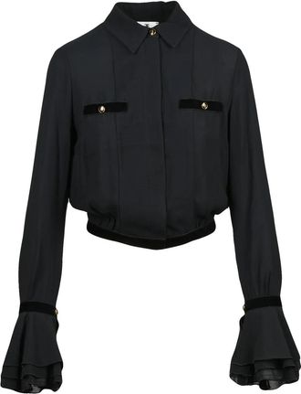 Elisabetta Franchi Black Fluid Viscose Cropped Top