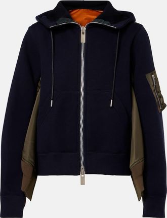 sacai Paneled zip-up hoodie