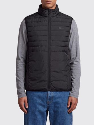 HUGO BOSS Gilet imbottito in poliestere trapuntato con collo alto e logo