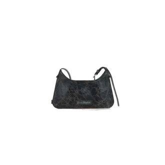 Acne Studios Shoulder Bags, female, Black, Size: ONE SIZE Black Leather Crossbody Bag