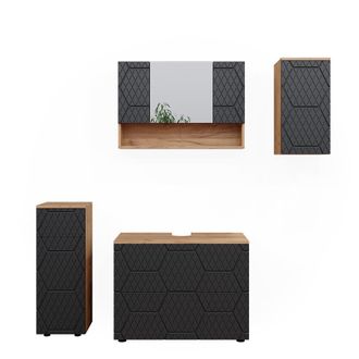Vicco Conjunto De Muebles De Ba&ntilde;o Irma, Rayas Antracita, 4 Partes