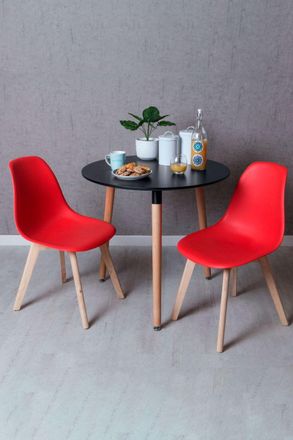 Regalos Miguel Regalos Miguel - Black Friday - Conjunto Mesa Tower Redonda 80 Cm Negra Y Pack 2 Sillas Kelen - Rojo