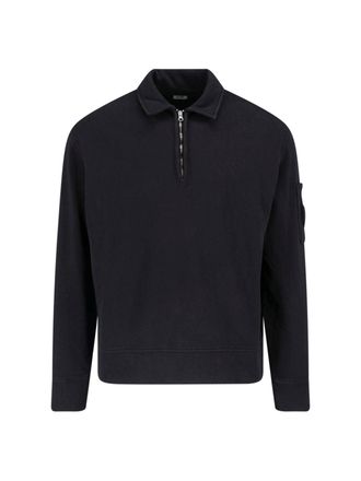 C.P. Company Black Half-Zip Lens Detail Cotton Sweatshirt