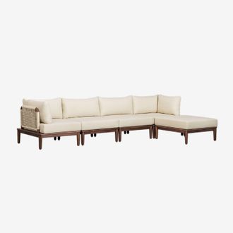 Sklum Sklum - Sof&aacute; Modular De 4 Piezas Con 2 Sillones Esquineros Y Puff En Acacia Giulia