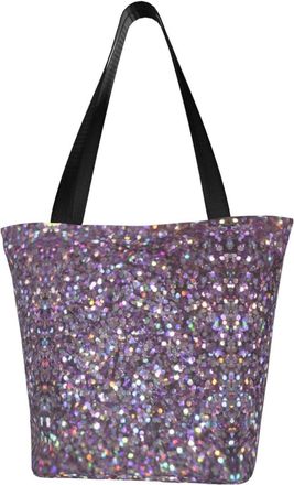 AOOEDM Glitter Sparkles Shimmer Reusable Grocery Bag Shopping Bag Casual Shoulder Bag Handbag for Men Women ECO Market Bag Beach Bag Travel Totes