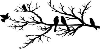 OEM Adorno De Pared Met&aacute;lico Con Forma De P&aacute;jaro Y Rama De &Aacute;rbol, Jard&iacute;n O Sala De Estar, Color Negro, Dimensiones: 43 X 18,6 Cm. 1 Unidad