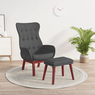 Nova Sill&oacute;n De Relax Con Taburete Tela Gris Oscuro Vidaxl