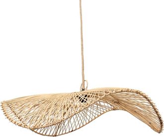 Bazar Bizar L&aacute;mpara colgante de rat&aacute;n en marr&oacute;n 75x75x20 cm