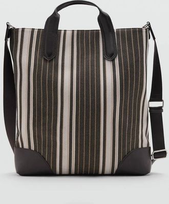 Mango Borsa tote righe marrone - Uomo - Taglia unica - MANGO MAN
