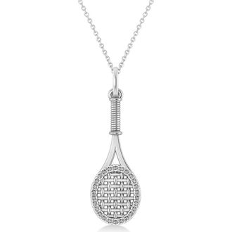 Allurez Diamond Accented Tennis Racket Pendant Necklace 14K 0.48ct in White Gold at Nordstrom, Size 18