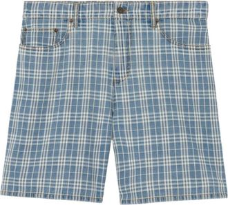 Burberry Douglas Check Shorts - Heren - Korte Broeken - Blauw - W32 - Katoen - Korte Broeken