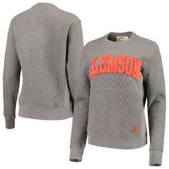Pressbox Womens Pressbox Heather Charcoal Clemson Tigers Moose Quilted Pullover Sweatshirt in Heather Gray at Nordstrom, Size Large