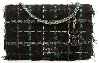 Chanel Pre-owned Womens Tweed Shoulder Bag - Black Textile - One Size