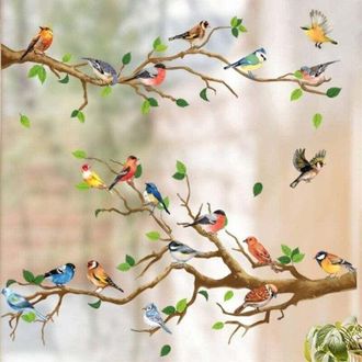 OEM Adesivi Elettrostatici Per Finestre incontro Tra Uccelli Decorazioni Per Finestre: Ramo, Piante, Fiori, Estate Adesivi Per Finestre Per Soggiorno E Ca