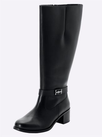 Sheego Weitschaftstiefel SHEEGO, Damen, Gr. 37, XXL-Schaft, schwarz, Leder, Schuhe Weitschaftstiefel
