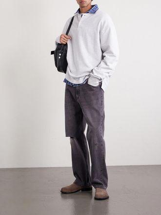 Acne Studios Embroidered Organic Cotton-Blend Jersey Henley Sweatshirt