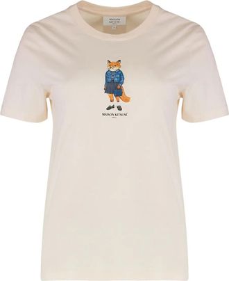 Maison Kitsuné fox-print crew-neck T-shirt - Neutrals