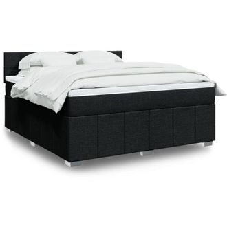vidaXL Vidaxl - Cama Box Spring Con Colch&oacute;n Tela Negro 180x200 Cm