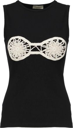 Magda Butrym Sleeveless Tops, female, Black, 4XS, Cotton Sleeveless Round Neckline Tops