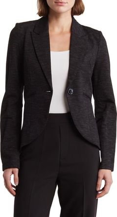 Amanda + Chelsea Peak Lapel High-Low Ponte Blazer in Black Navy Multi at Nordstrom Rack, Size Large